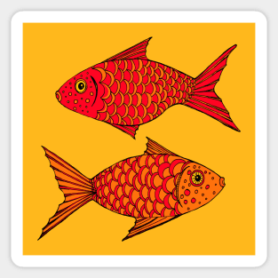 2 Orange Goldfish Sticker